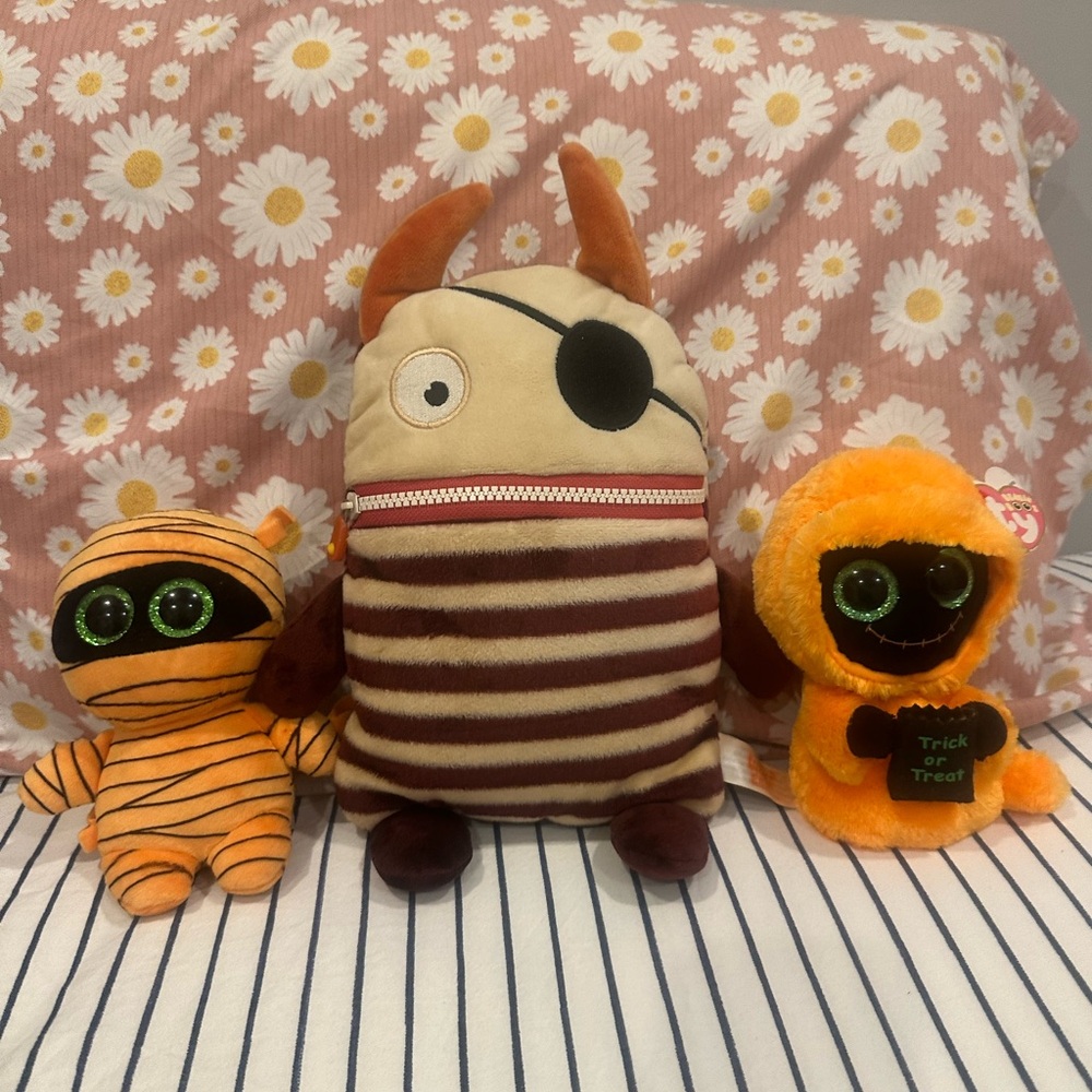 Set of 3 Plush Halloween Monster Toys